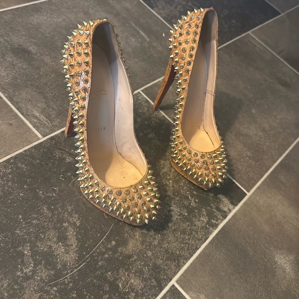 Christian Louboutin Gold Studded Heels